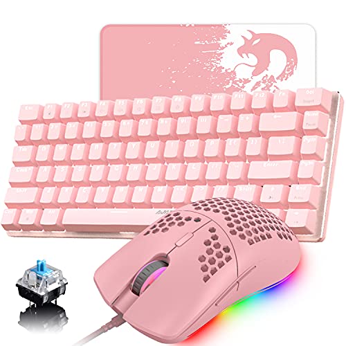 Pink Gaming Keyboard and Mouse - Compact, Durable, and Customizable