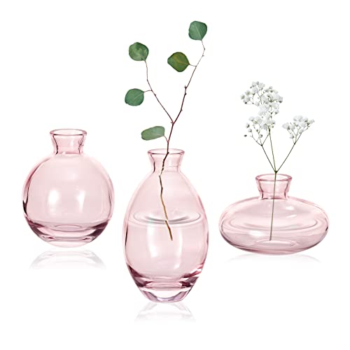 Pink Glass Bud Vase Set