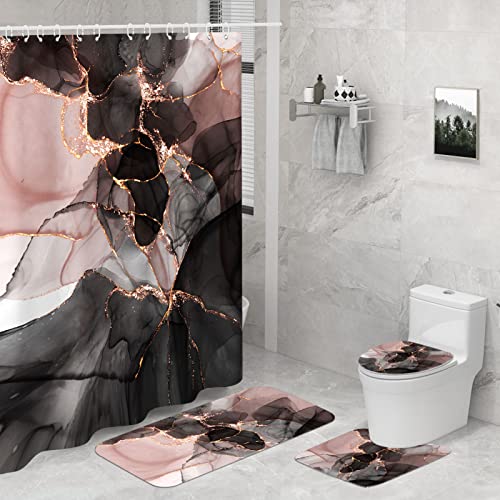 Pink Gold Marble Shower Curtain Sets