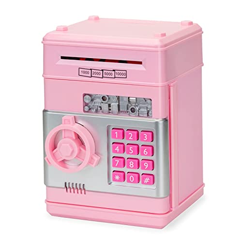 Pink Piggy Bank Cash Coin Can ATM Bank