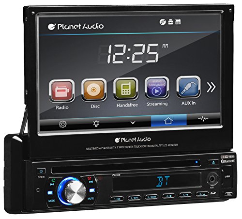 Planet Audio P9759B Single Din, Touchscreen, Bluetooth, DVD/CD/MP3/USB/SD AM/FM Car Stereo, 7 Inch Digital LCD Monitor, Detachable Front Panel, Wireless Remote