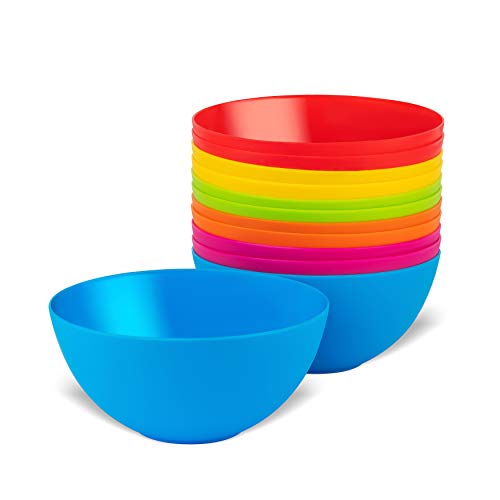 PLASKIDY Plastic Bowls Set - Colorful and Durable Bowls for Kids