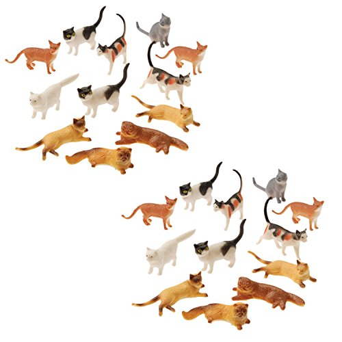 Plastic Cat Figures - 24 Count - 2 Assorted Styles