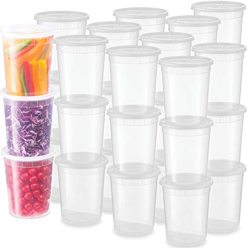 Plastic Deli Food Storage Containers (24 Pack, 32 Oz)
