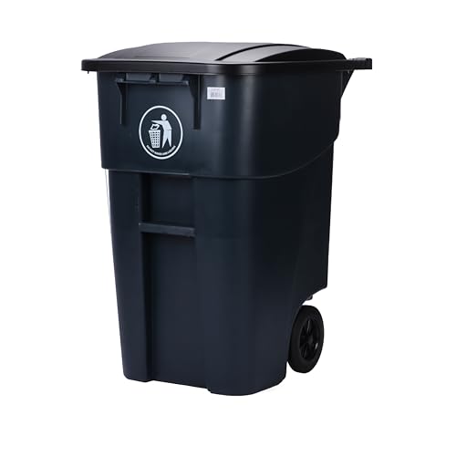 United Solutions Rough & Rugged 34 Gal. Black Wheeled Trash Can with Lid &  Locking Handle