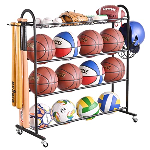 PLKOW Basketball Rack with Wheels and Bat Holder