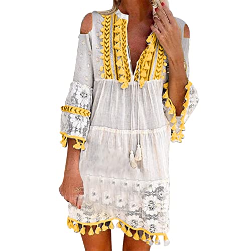 Plus Size Maxi Dresses for Women - Summer Lace Tassel Sequin Formal Dress