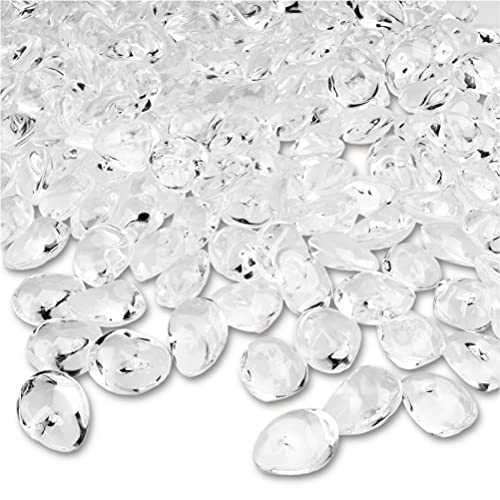 PMLAND 370 PCs 16mm Clear Acrylic Stones Table Scattering Wedding Bridal Baby Shower Party Decorations Vase Fillers, Cute Irregular Rocks Almond Shape - Clear
