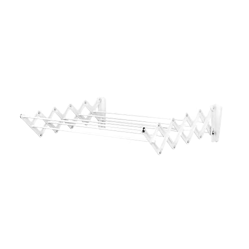 Polder Folding Wall-Mount 24-Inch Accordion Drying Rack, Opens to 18 inches and Folds Closed to 5.25 inches, White