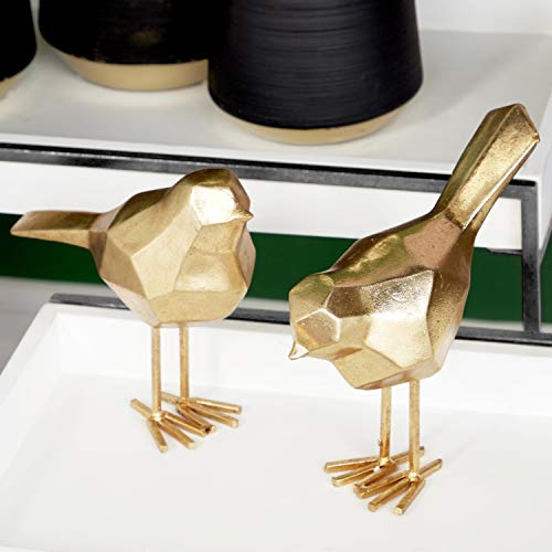 Polystone Bird Sculpture with Origami Accents, Set of 2