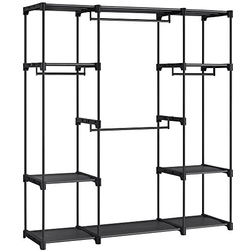 Portable Closet Organizer with Shelves and Hanging Rods
