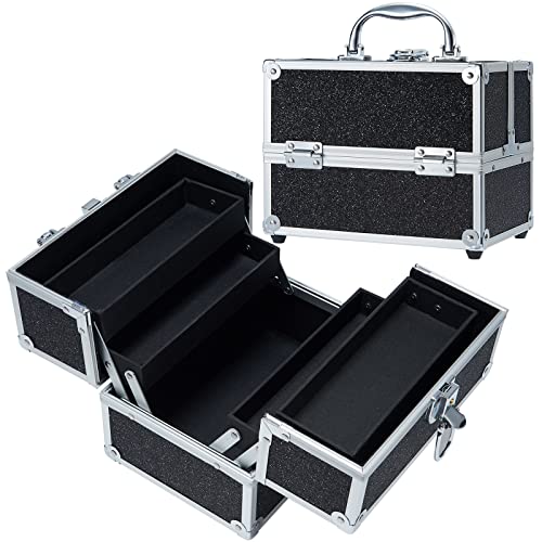Portable Makeup Organizer Case with Lockable Trays