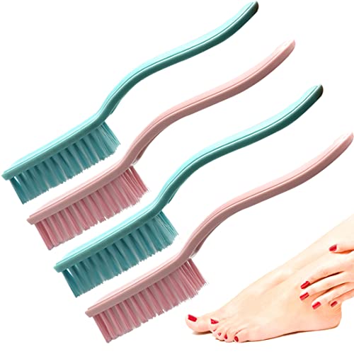 Portable Nail Brush Foot Scrub Brush Set with Curved Handle Grip