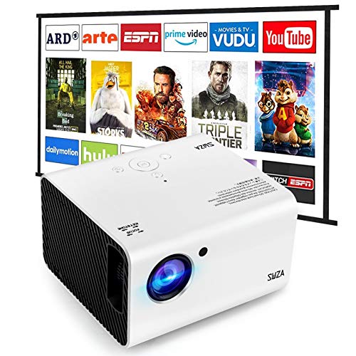 Portable Projector,SWZA Native 1080P Projector for Home Theater/Outdoor Movie,Video Projector Compatible TV Stick,HDMI,USB,Smartphone[100''Screen Included]