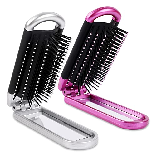 Portable Travel Hair Brush with Mirror