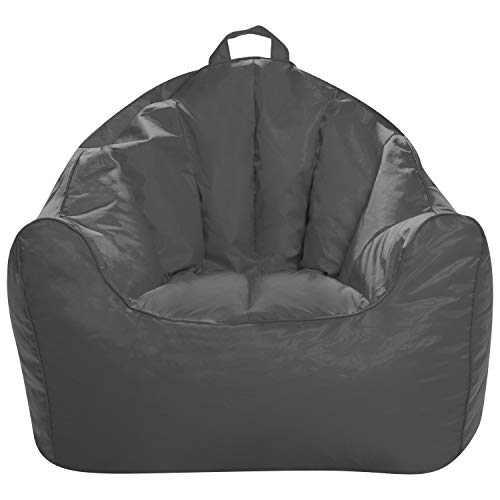 Posh Creations Structured Comfy Seat for Playrooms and Bedrooms, Large Bean Bag Chair, Malibu Lounge, Charcoal Gray