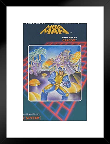Poster Foundry Mega Man NES Cover Box Art Video Game Video Gamer Classic Retro Vintage 80s Gaming Megaman Capcom Legacy Collection Megaman 11 Mega Man X Dr Wily Matted Framed Art Wall Decor 20x26