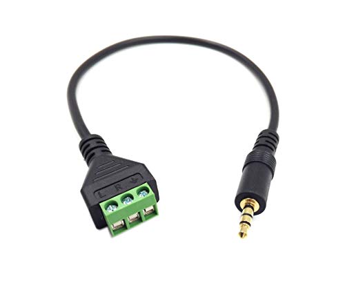 Poyiccot 3.5mm(1/8inch) Stereo Audio Balanced Male Jack to AV 3-Screw Video Balun Terminal Adapter Connector Cable 30cm(3.5mm M/3pin)