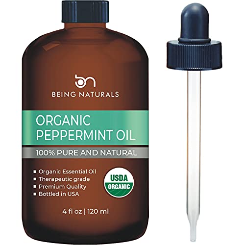 Premium Organic Peppermint Essential Oil - 4 FL OZ - 100% Pure & Natural