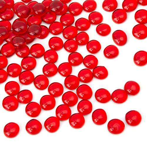 Premium Red Flat Gems Aquarium Pebbles Vase Filler Beads Table Scatter Decor