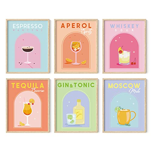 Preppy Cocktail Wall Art - Set of 6