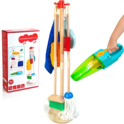 Kids Cleaning Set 12 PCS Pretend Play Detachable Housekeeping Cart with  Broom,Dust Pan, Spray Bottle Children House Cleaning Tools Toys, Kids Broom  and Mop Set for Ages 3+ 