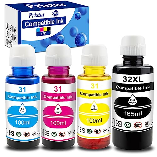 Pristar Compatible with HP 31 32XL Ink Bottle Set