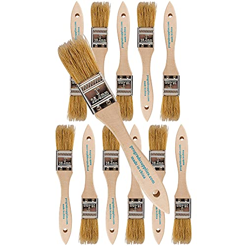 Pro Grade - Chip Paint Brushes - 12 Ea 1 Inch Chip Paint Brush Light Brown