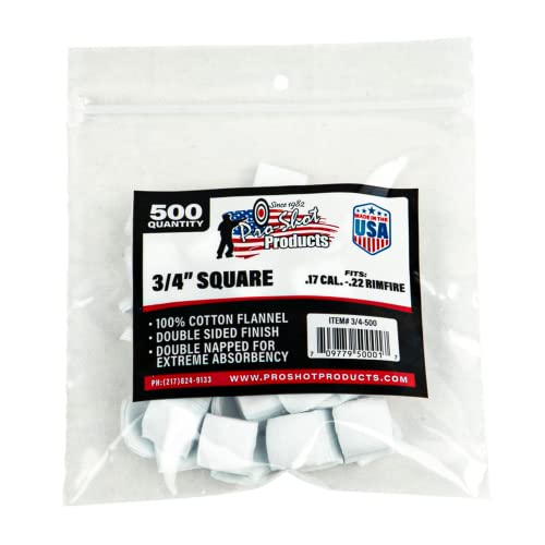 Pro Shot .17-22 Caliber 3/4-Inch SQ. 500 Count Patches Rimfire, White