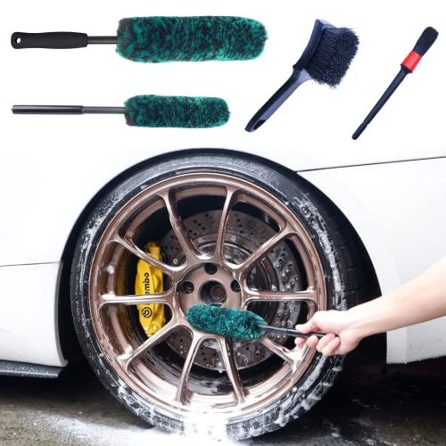 Professional 4 Pack Long Handle Wheel Brush Kit