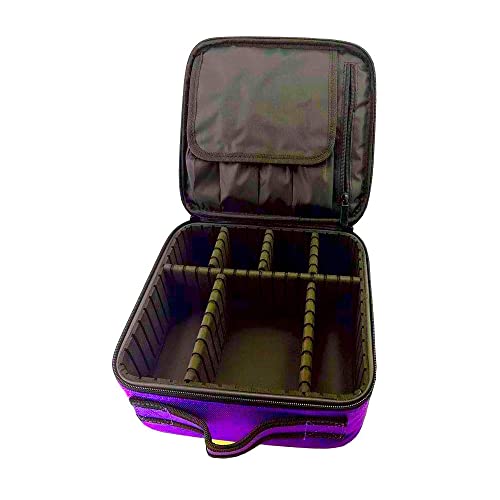 Professional Travel Makeup Train Case with Dividers - Purple