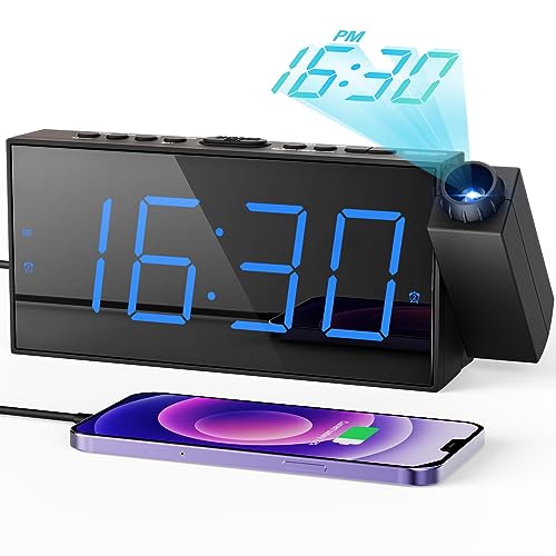 Projection Alarm Clock with Dual Alarm for Bedrooms