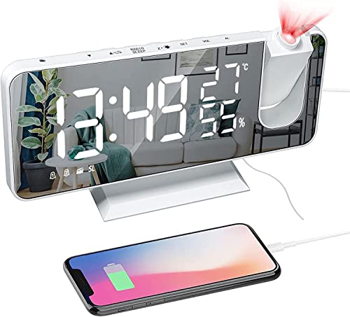 Projection Alarm Clock with USB Charger