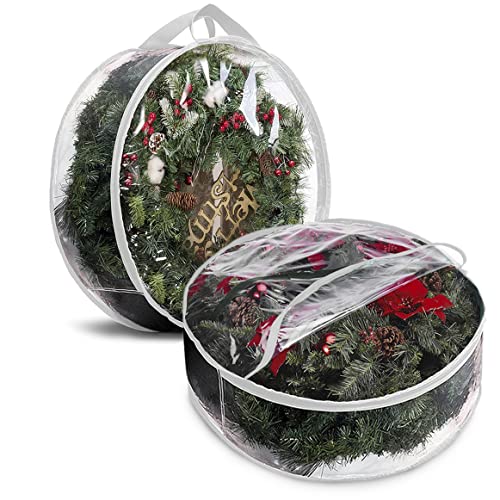 ProPik Christmas Wreath Storage Bag - 2 Pack Clear Container