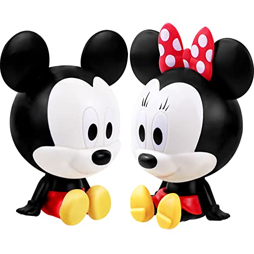 PSMILE 2PCS Cute Version PVC Mickey& Minnie Mouse Figure Q Decoration Figure