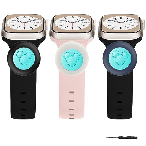 pupvus Watch Band Accessories for Disney Magic Band Holder,Soft and Elastic Traditional Watch Accessories Compatible With Disney Parks Magic Band 2.0 Puck Holder (Black+White+MidnightBlue)