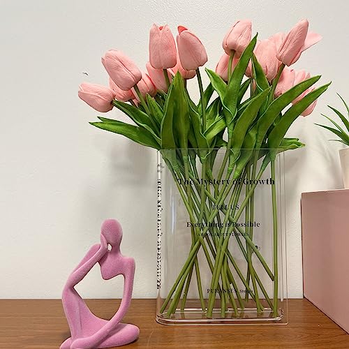 Puransen Book Vase for Flowers Aesthetic Room Decor, Artistic and Cultural Flavor Decorative Acrylic Vase, Unique Home/Bedroom/Office Accent, A Book About Flowers (Clear Color)