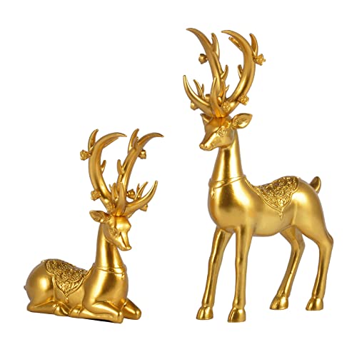 Purbert Gold Deer Sculptures for Modern Home Decor