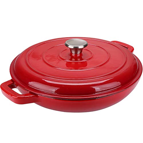 Solution 3.8qt Cast Iron Shallow Pot Dutch Oven with Double Looped  Handle Flat Bottom with Stainless Steel Knob - China Cast Iron Casserole  and Cast Iron Cookware price