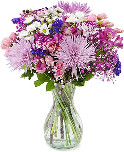 Purple Extravagance Fresh Flower Bouquet with Vase