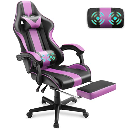 Purple Gaming Chair with Footrest by Ferghana