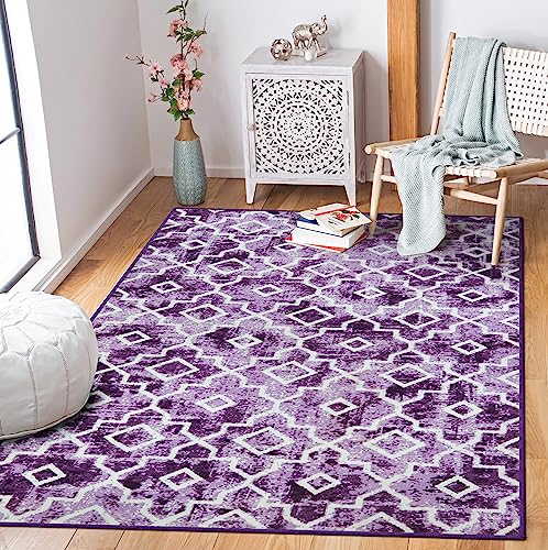 Purple Moroccan Washable Area Rug