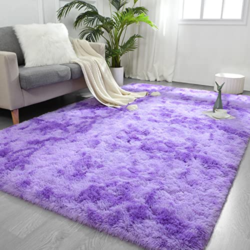 Purple Tie-Dyed Large Rugs for Living Room