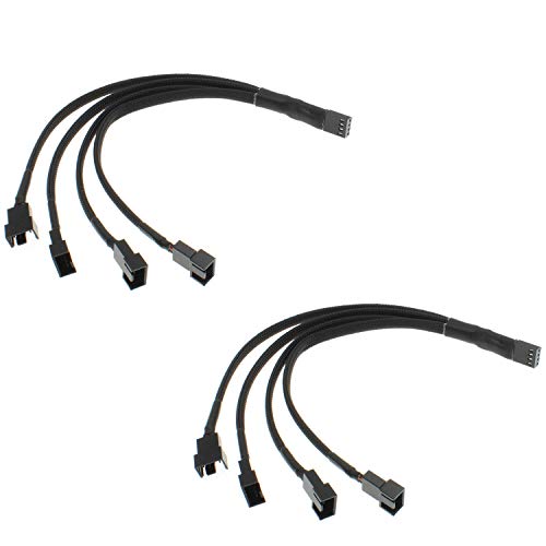 PWM Fan Splitter 4 Pin Adapter Cable Sleeved Braided Y Splitter