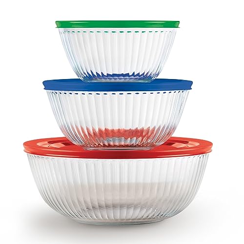 Bovado 8-Piece Glass Nesting Mixing Bowl Set with BPA-Free Airtight Lids  (1QT + 1.5QT +2.5QT + 4QT) | 4 Glass Bowls + 4 Lids | Microwave-Safe Bowls