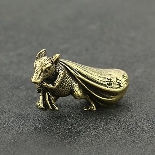 QARIDO Brass Figures,Desk Pets,Copper Rat Figurine