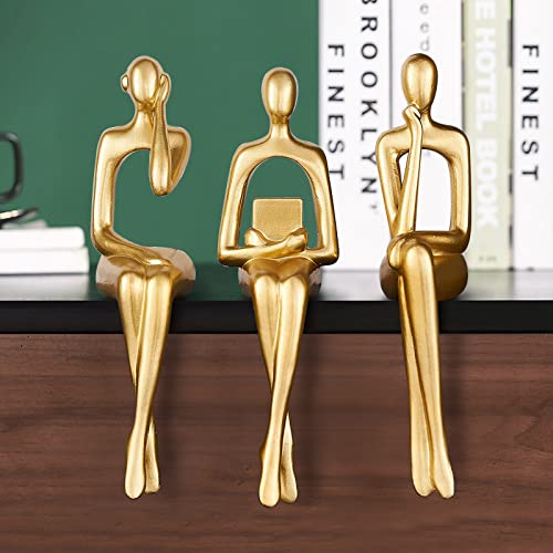 QEKMSY Gold Thinker Statues