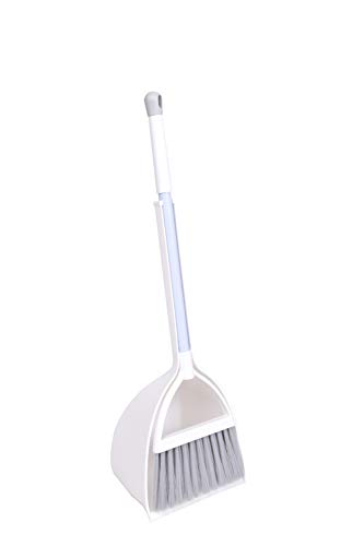 Qidiwin Mini Broom&Dustpan, Home&Kitchen Sweeping for Kids(White+Gray)