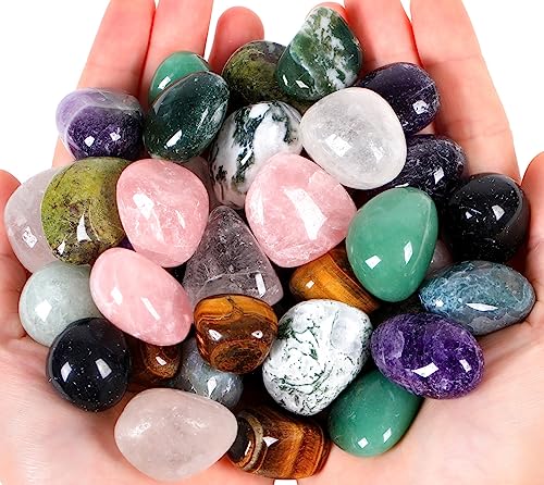 QINJIEJIE Polished Stones Tumbled Crystals Bulk Natural Colored Gemstones