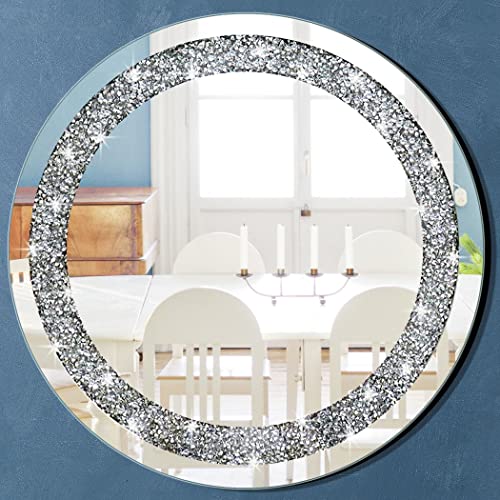 qmdecor Round Wall Mirror with Crystal Crush Diamond